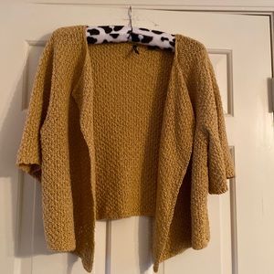 Drapy elbow length knitted cardigan by Isda & Co Soft mustard cotton & acrylic